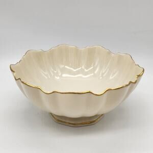 Lenox Symphony Candy Dish Sculpted Bowl Gold Trim Made in USA